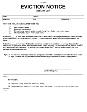 Free Sample Eviction Notice Form Template