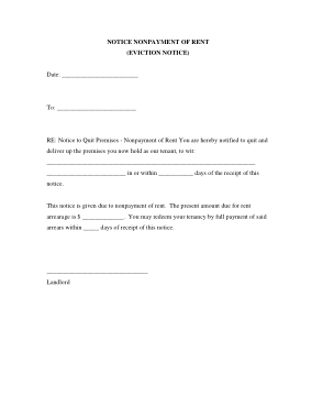 Nonpayment Of Rent Eviction Notice Form Template