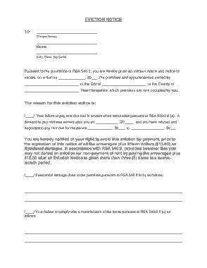 Tenant Eviction Form Template