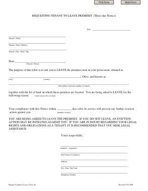 Three Day Notice Eviction Notice Form Template