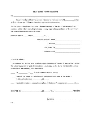 Free Eviction Notice To Pay Form Template