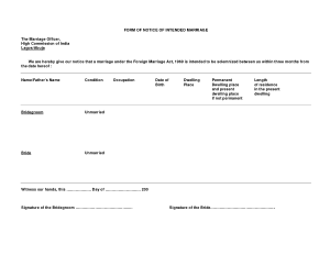 Form of Notice of Intended Marriage Template