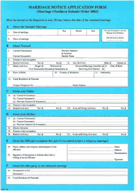 Marriage Notice Application Form Template