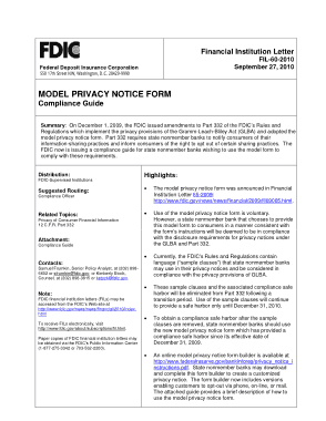 Model Privacy Notice Form Template