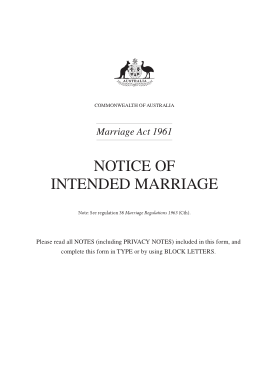 Notice of Intended Marriage Form Template