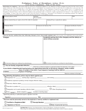 Preliminary Notice of Disciplinary Action Form Template
