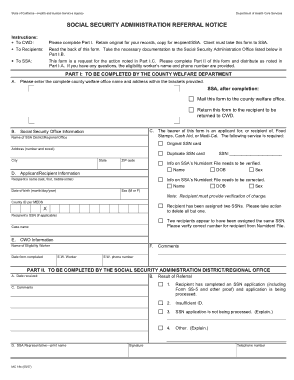 Social Security Administration Notice Form Template