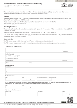 Free Download PDF Books, Abandonment Termination Notice Form Template