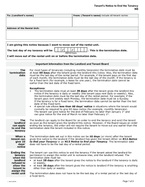 Fillable Rental Termination Notice Form Template