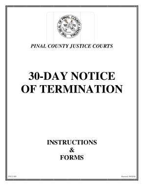 Notice of Termination Action Form Template