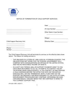 Notice of Termination of Child Support Example Template