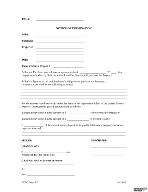 Termination Notice Form Example Template