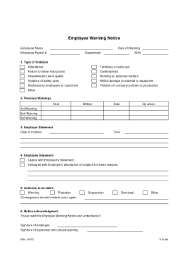 Free Download PDF Books, Employee Warning Notice Form Template
