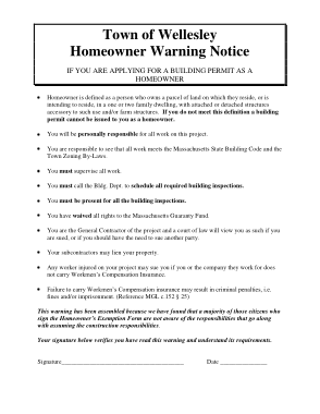 Homeowner Warning Notice Form Template