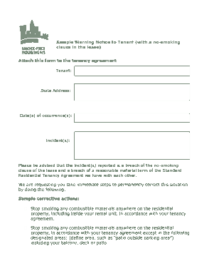Tenant Warning Notice Form Template