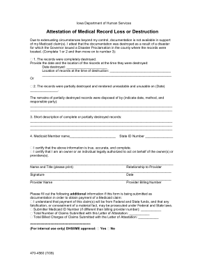 Attestation Form for Medical Record Form Template