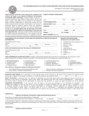 Disclose Protected Information Form Template