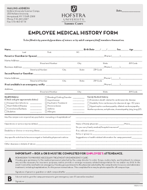 Employee Medical Record Form Template