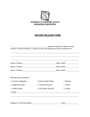 Dental Medical Records Release Form Template