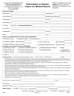 Fillable Medical Record Release of Information Form Template