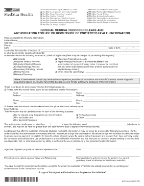 General Medical Record Release Authorization Form Template