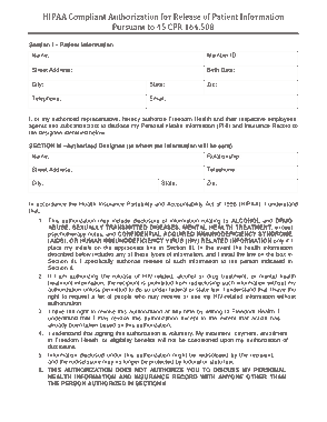 HIPAA Compliant Medical Records Release Form Template
