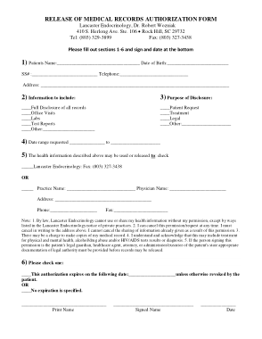 Medical Records Authorization Release Form Template