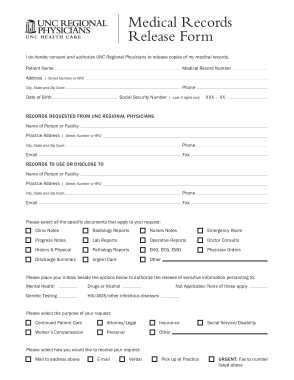 Medical Records Release Form Example Template