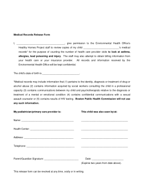 Medical Records Request Sample Form Template