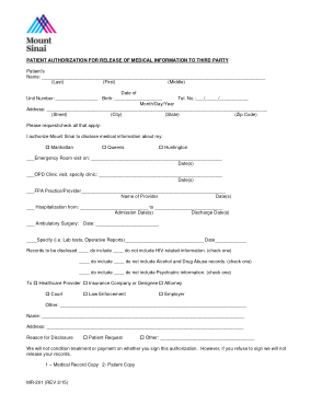 Patient Medical Authorization Release Form in PDF Template