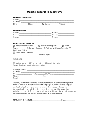 Sample Medical Records Request Form Template