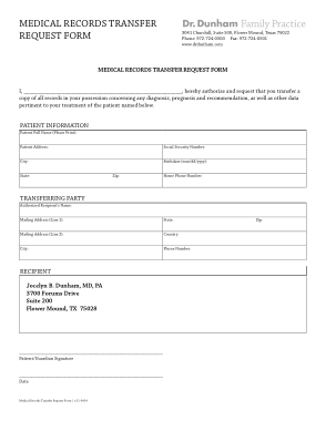 Medical Records Transfer Request Form Template