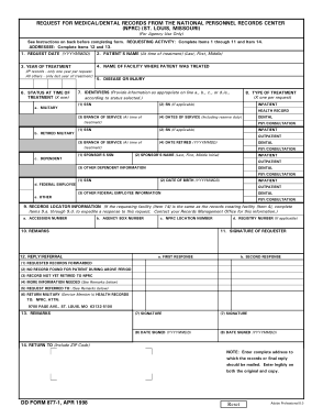 Military Medical Records Request Form Template