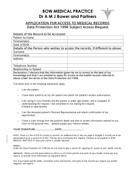 Patients Request Form for Medical Records From Template