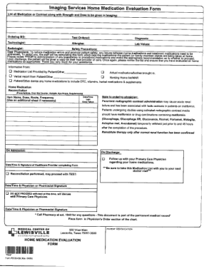 Home Medication Reconciliation Form Template