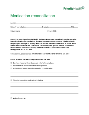 Medication Reconciliation Form Template