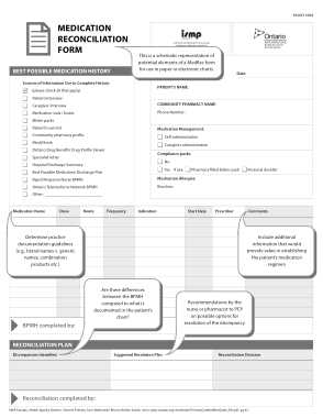 System Based Medication Reconciliation Form Template