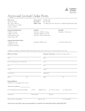 Appraisal Journal Order Form Template