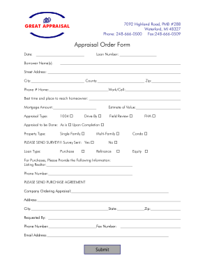 Great Appraisal Order Form Template