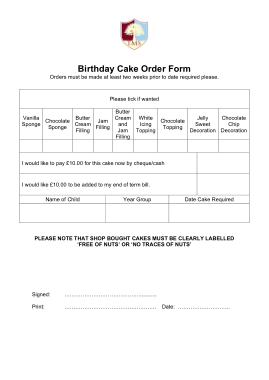 Birthday Cake Order Form Sample Template