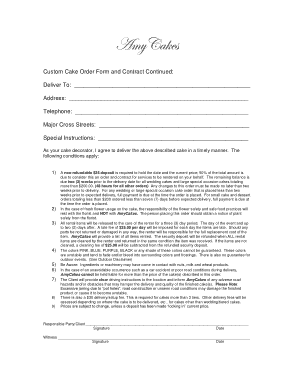 Free Download PDF Books, Cake Contract Order Form Template