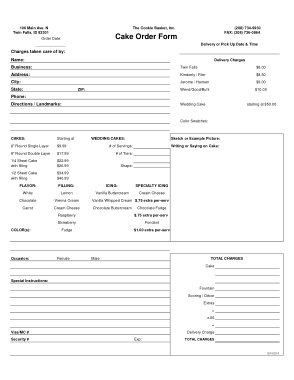Free Sample Printable Cake Order Form Template