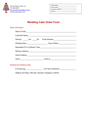 Wedding Cake Order Form Template