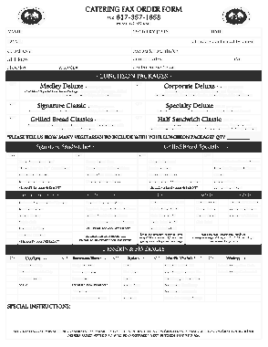 Catering Fax Order Form Template