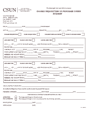 Change Requisition or Order Request Form Template