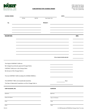 Free Download PDF Books, Subcontractor Change Order Form Template