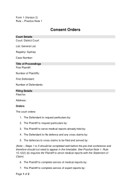 Sample Consent Order Form Template