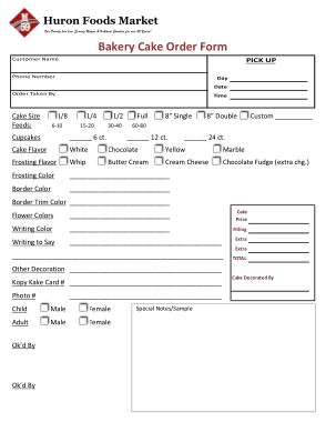 Bakery Cupcake Order Form Template