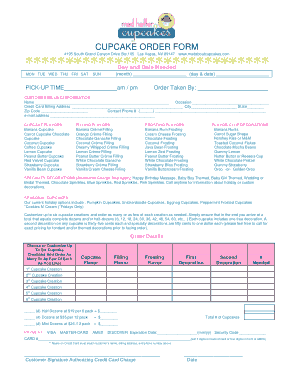 Cupcake Order Form Free Template