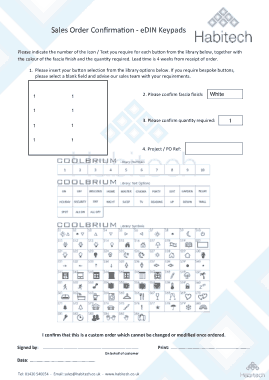 Customer Keypad Order Confirmation Form Template